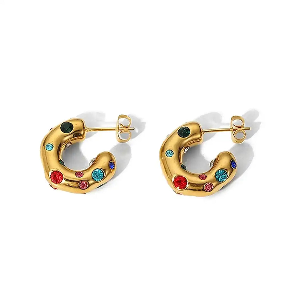 Shimmering Gold Zircon Circle Hoop Earrings — image 6