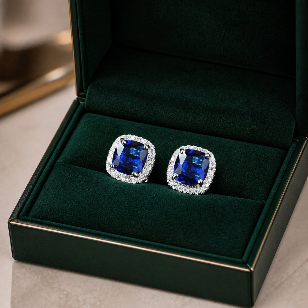 Sapphire Square White Gold Earrings — image 1