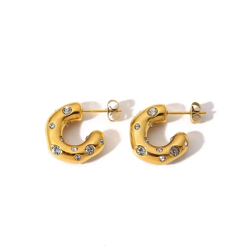 Shimmering Gold Zircon Circle Hoop Earrings — image 7