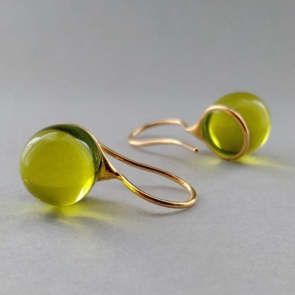 Vintage Olive Drops Crystal Earrings — image 2
