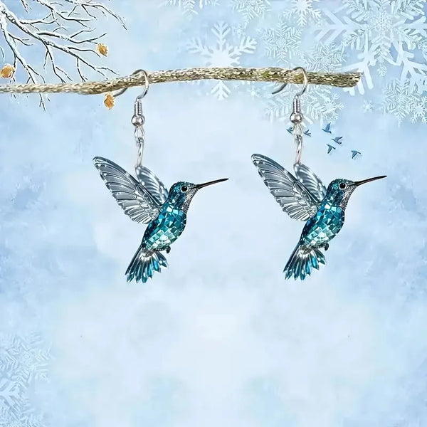 Blue Crystal Hummingbird Earrings — image 1