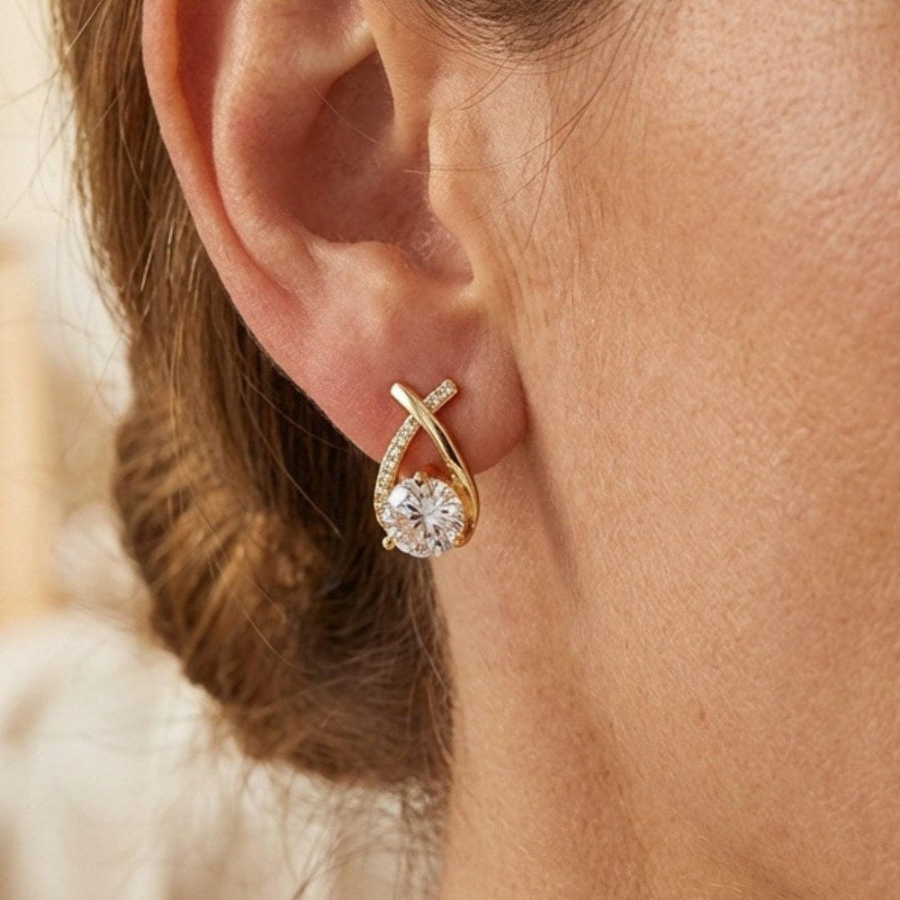 Luxury Twisted Teardrop Cubic Stud Earrings — image 5