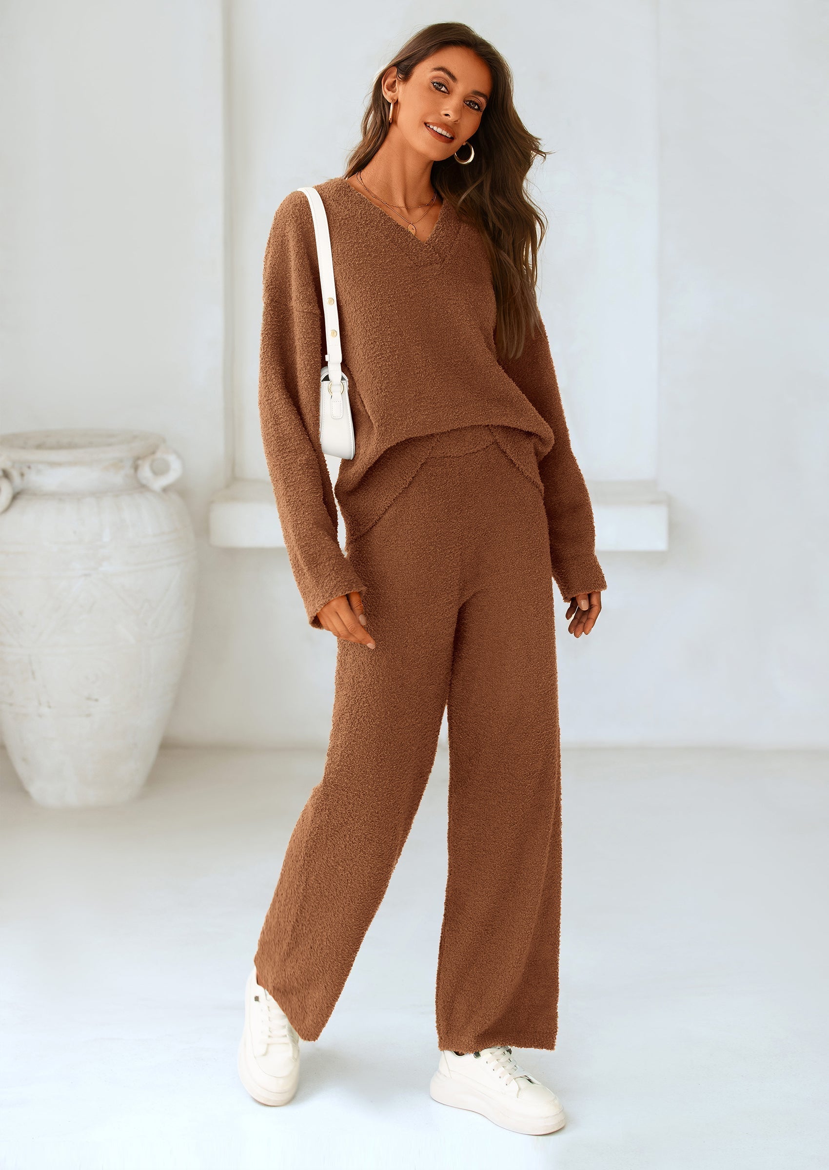Osonn Lounge Sets for Women Two Piece Sweaters Pajama Set Fall Fashion Loungewear Outfits Matching Winter Clothes