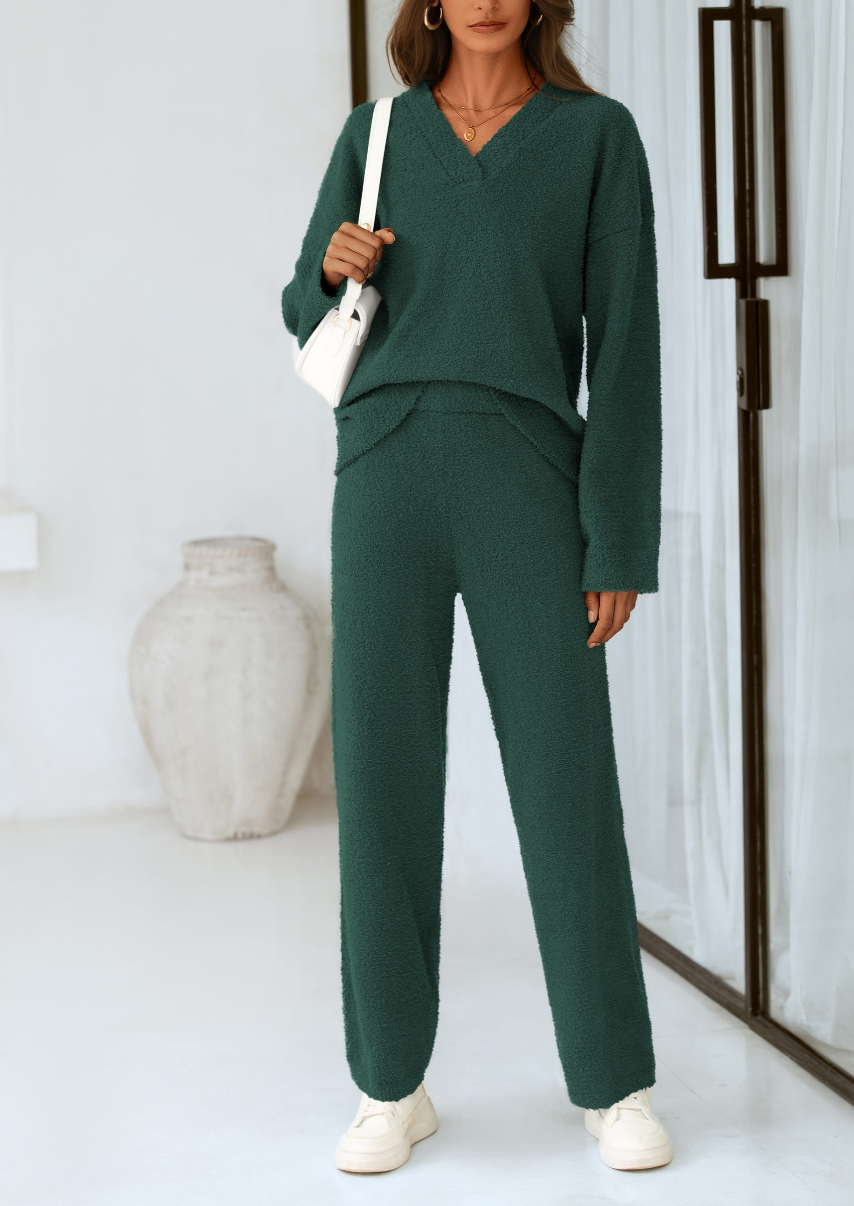 Osonn Lounge Sets for Women Two Piece Sweaters Pajama Set Fall Fashion Loungewear Outfits Matching Winter Clothes