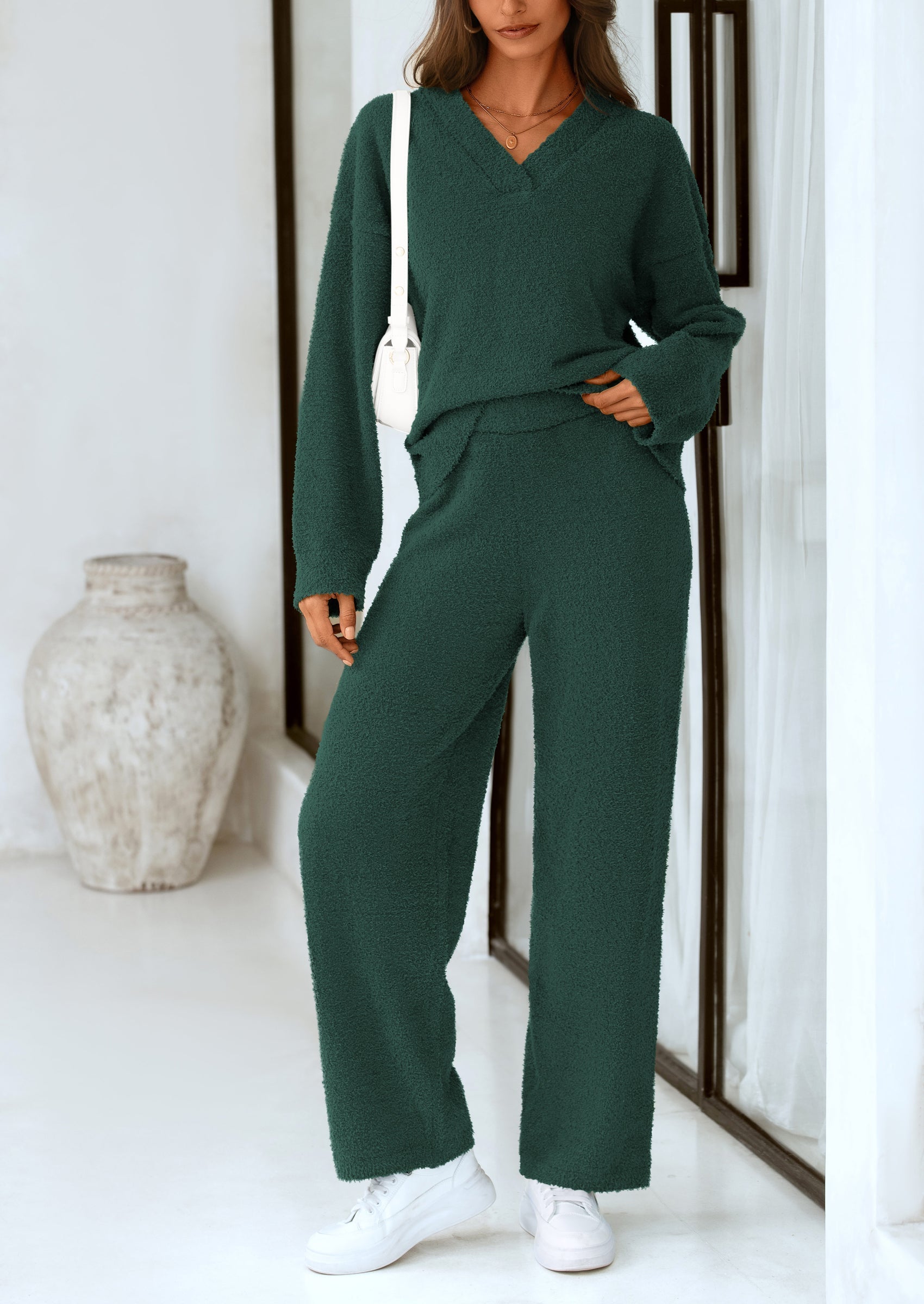 Osonn Lounge Sets for Women Two Piece Sweaters Pajama Set Fall Fashion Loungewear Outfits Matching Winter Clothes