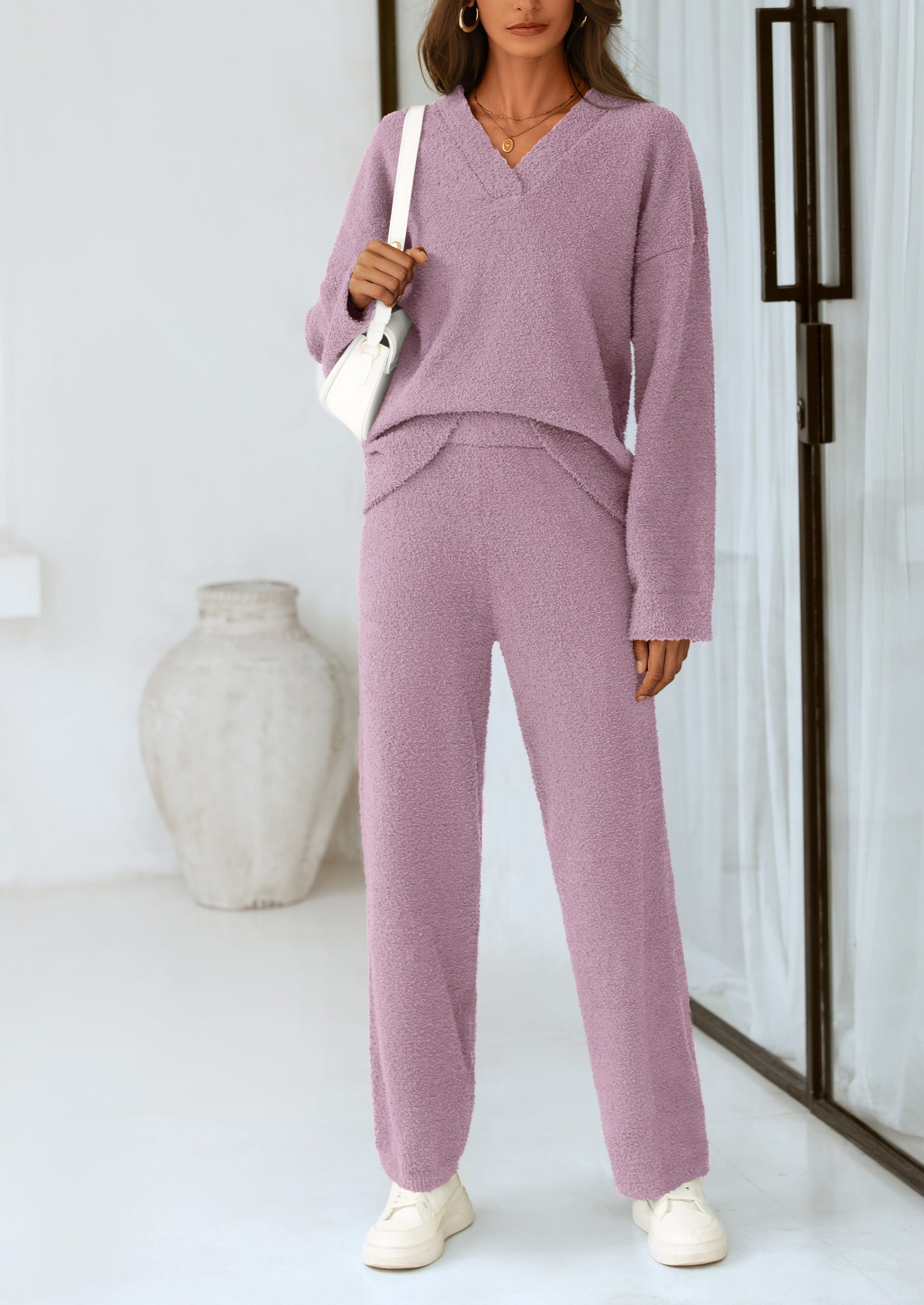 Osonn Lounge Sets for Women Two Piece Sweaters Pajama Set Fall Fashion Loungewear Outfits Matching Winter Clothes