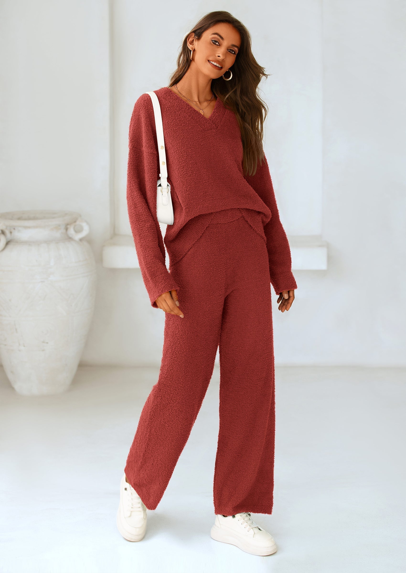 Osonn Lounge Sets for Women Two Piece Sweaters Pajama Set Fall Fashion Loungewear Outfits Matching Winter Clothes