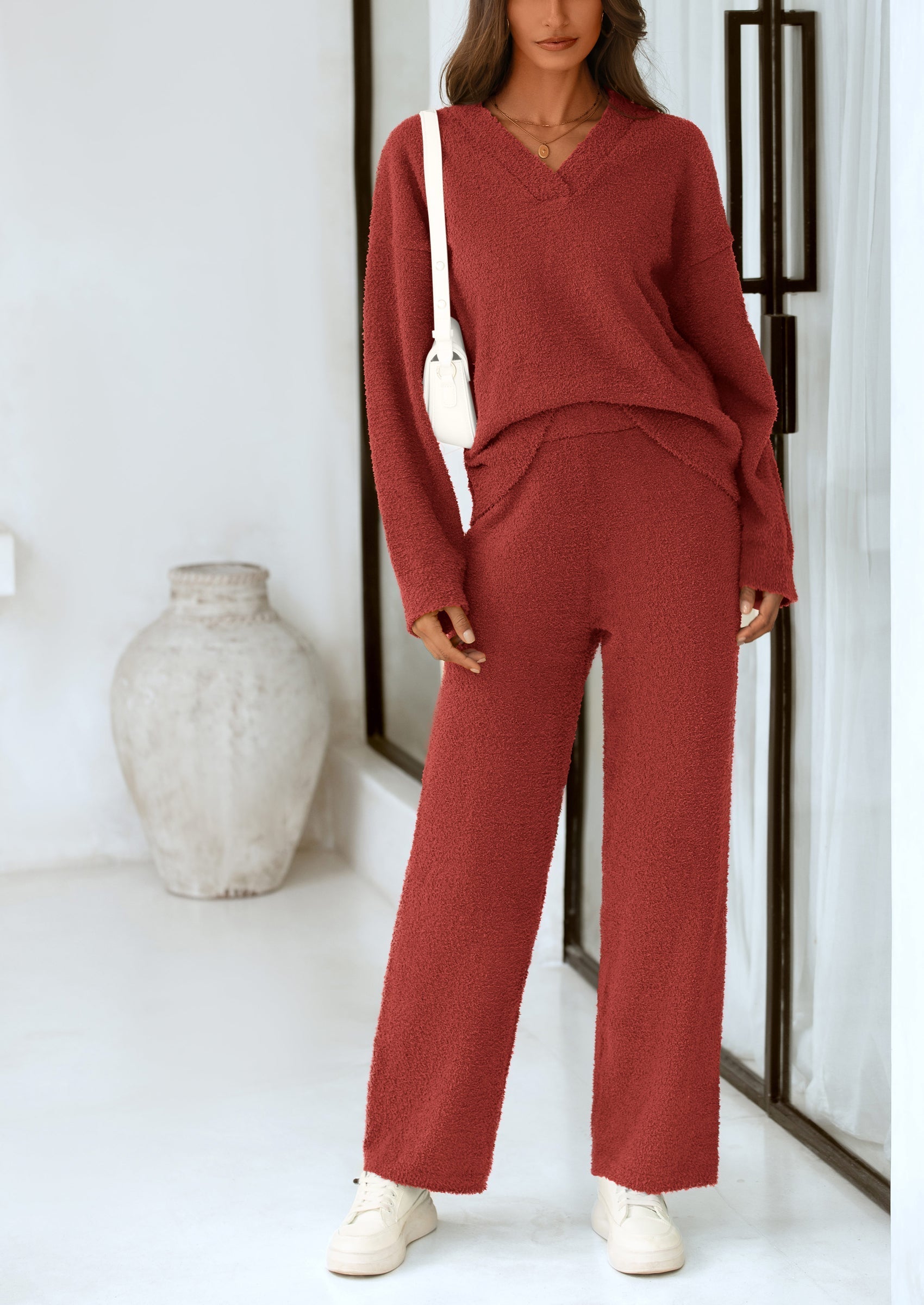 Osonn Lounge Sets for Women Two Piece Sweaters Pajama Set Fall Fashion Loungewear Outfits Matching Winter Clothes