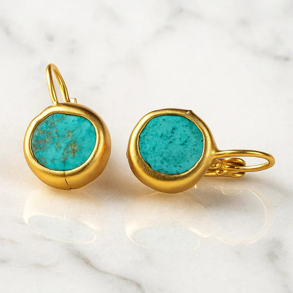 Gold Earrings With Turquoise Stone — image 1
