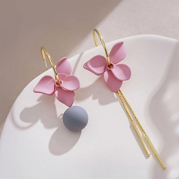 Pink Floral Drop Earrings — image 1