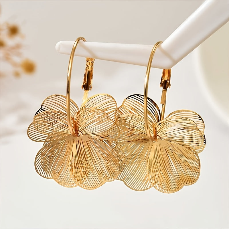 Golden Flower Hoop Earrings — image 1