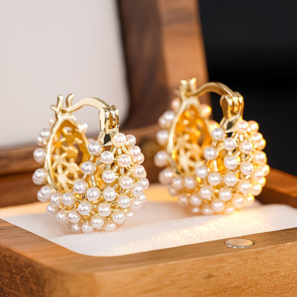 Chunky Pearl Hoop Earrings — image 1