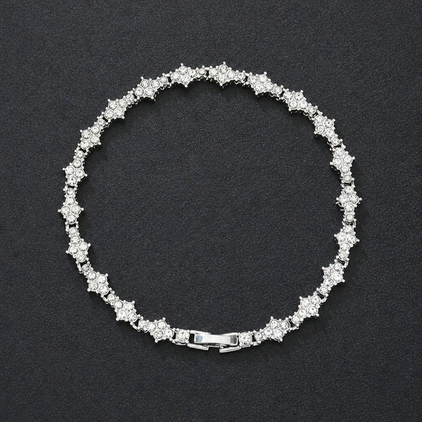 Classic Cluster White Gold Tennis Bracelet — image 1