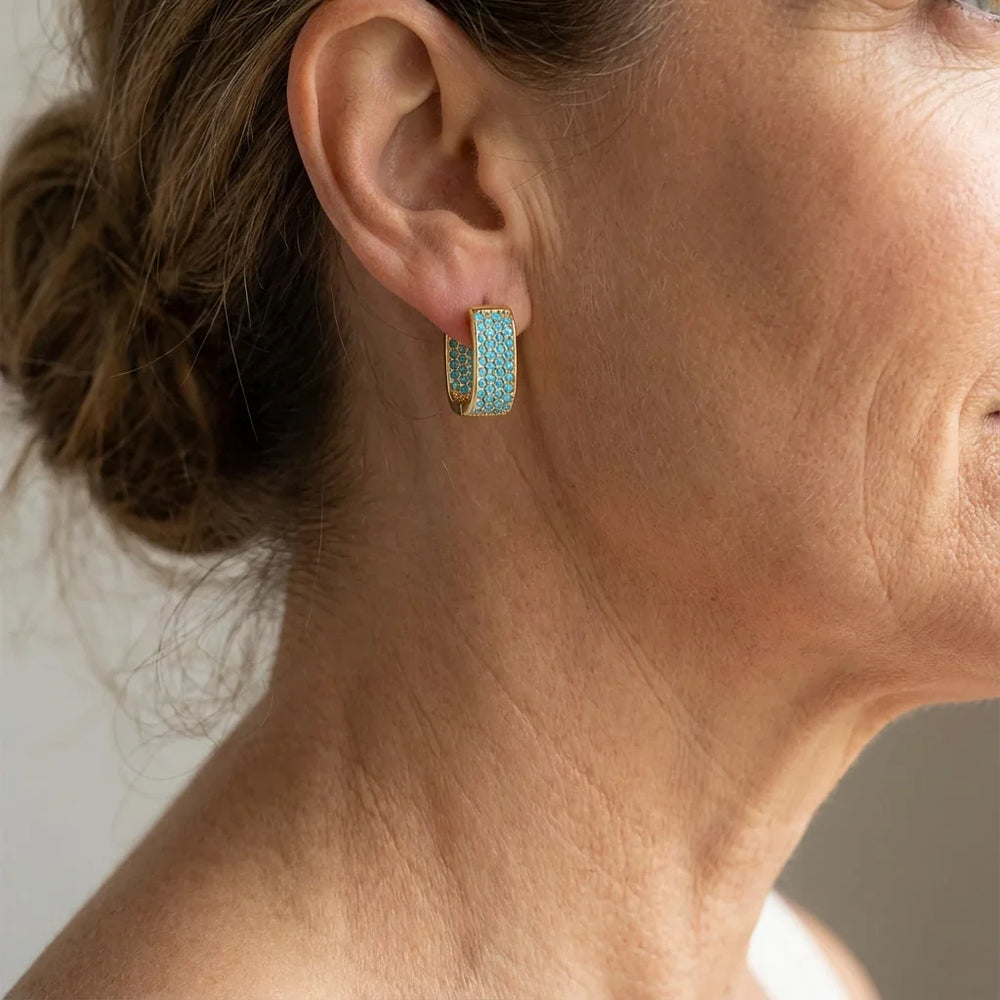 Turquoise Pavé Gold Earrings — image 2