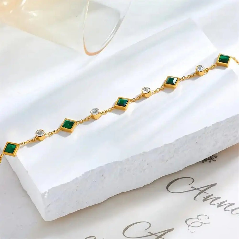 Elegant Emerald Square Station Bracelet — image 2