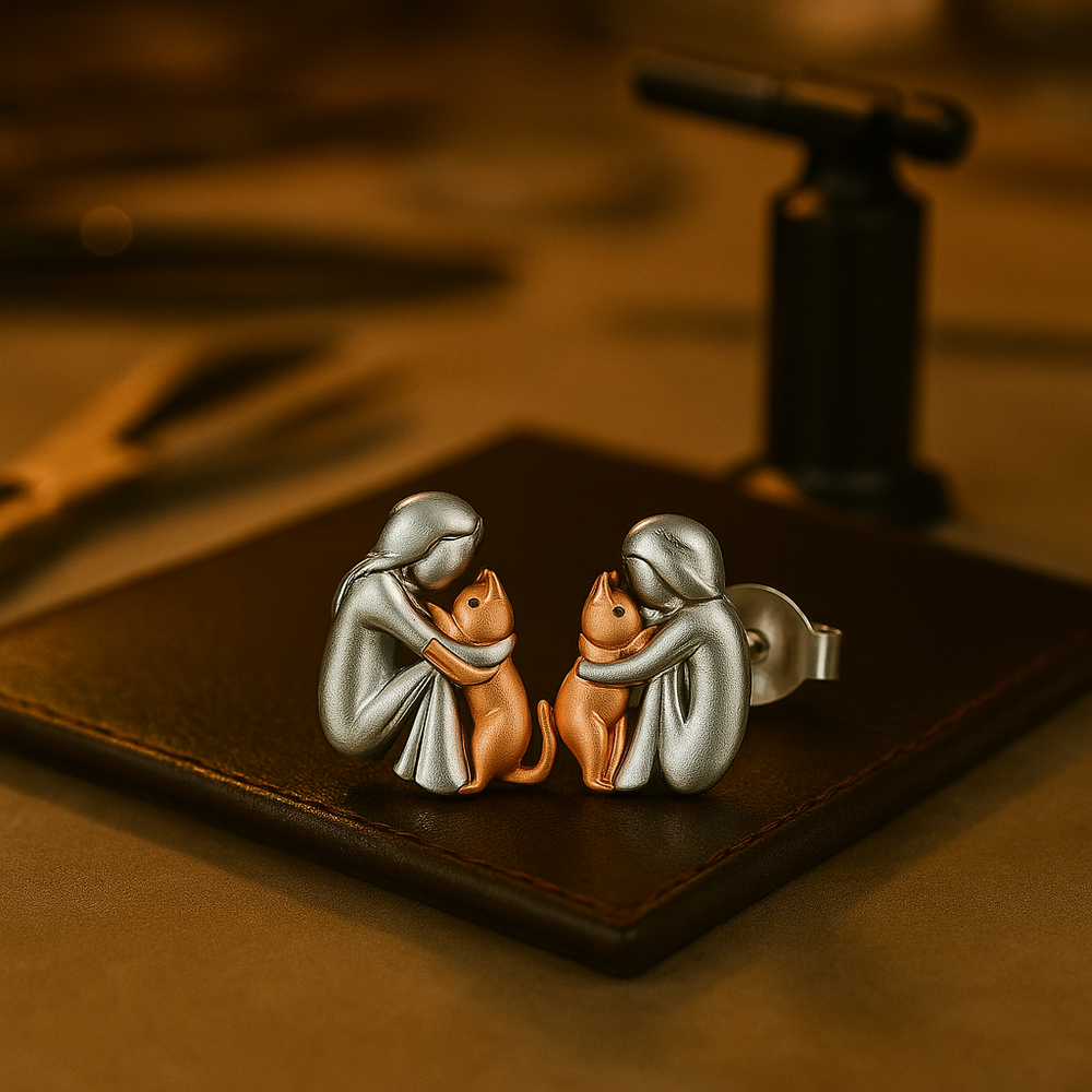 Luxe Two-Tone Cat Earrings — image 1