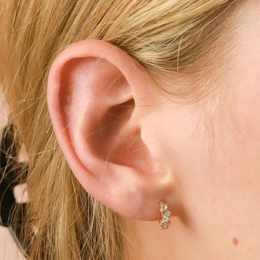 Crystal Cluster White Gold Huggies — image 3