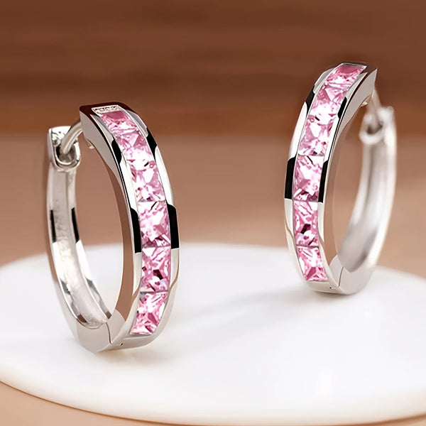 Luxe Inlaid Zirconia Hoop Earrings — image 1