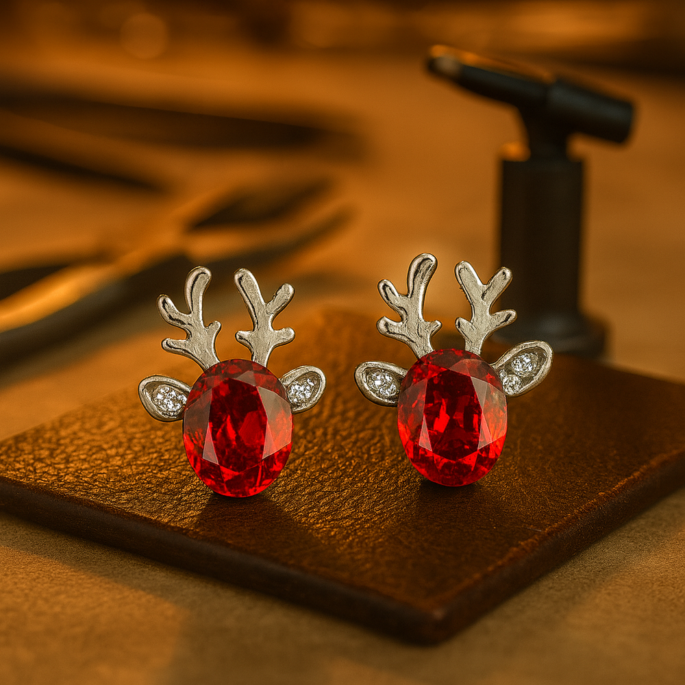 Reindeer Crystal Stud Earrings — image 1
