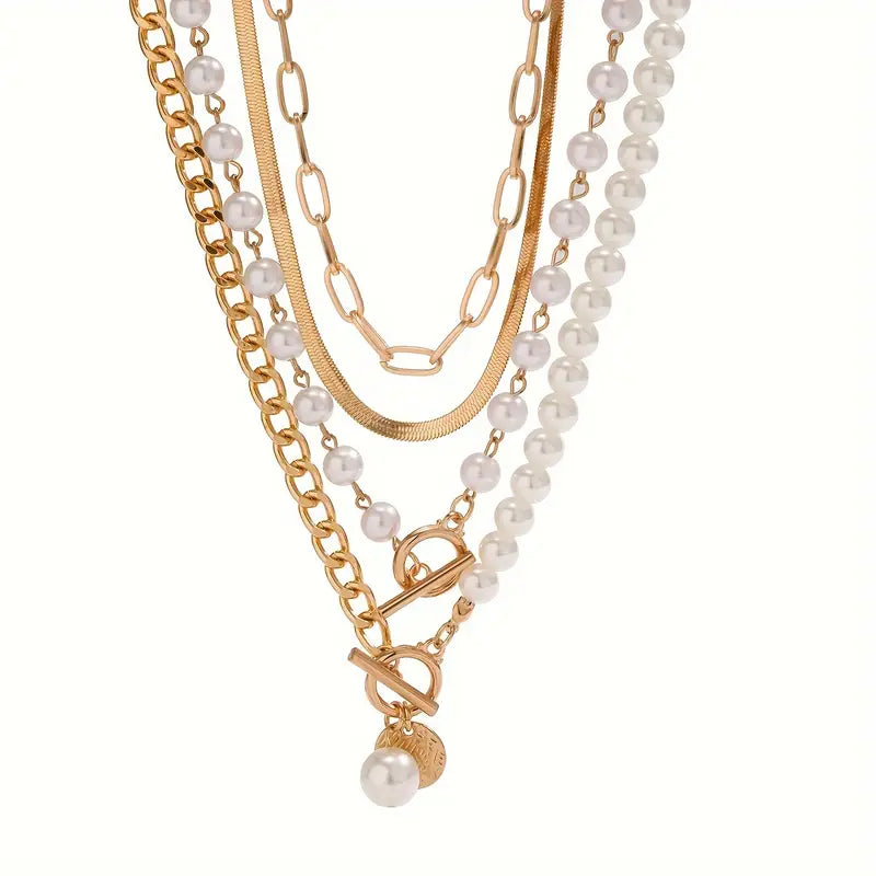 Modern Pearl Layered Necklace Set — image 2