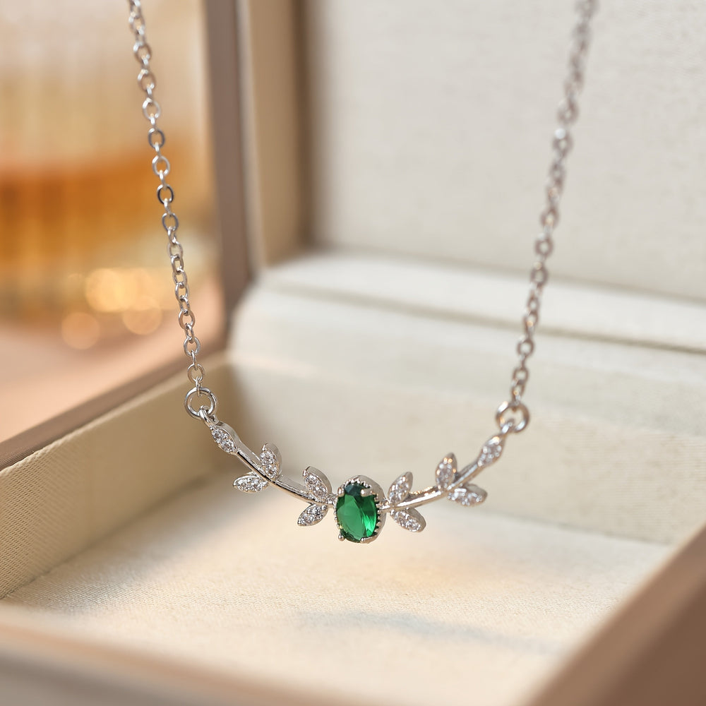 Leaf Inlaid Zirconia Necklace — image 2