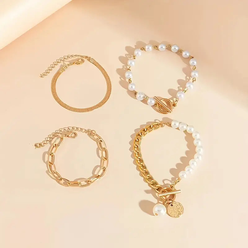 Luxe Layered Pearl Bracelet Set — image 3
