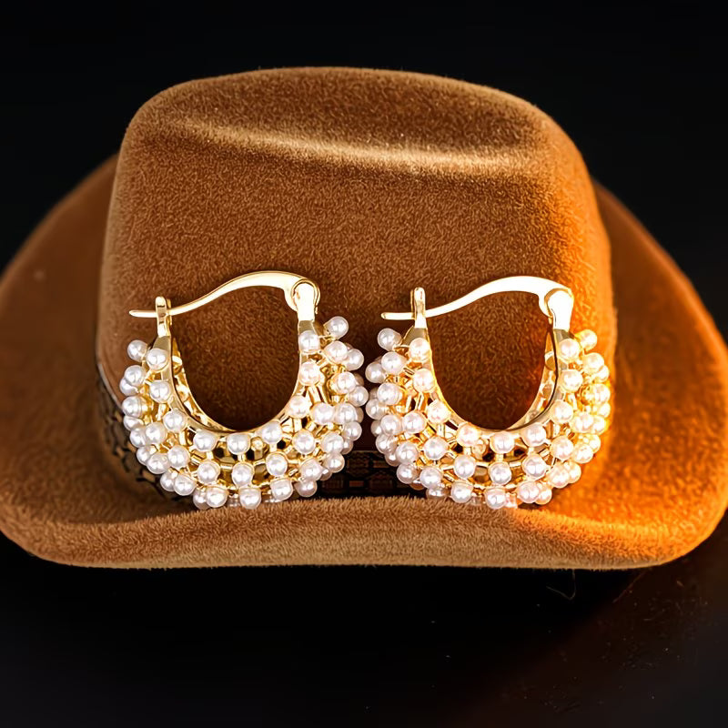 Chunky Pearl Hoop Earrings — image 2