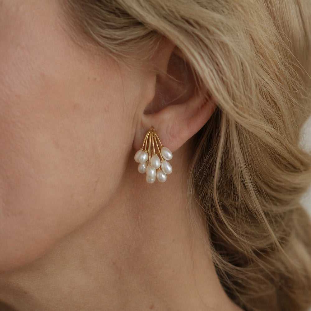 Cascading Pearl Cluster Earrings — image 3