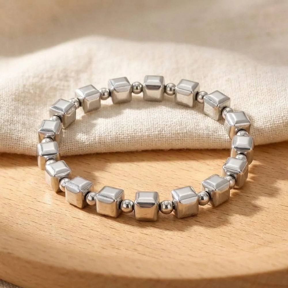 Vintage Silver Cubic Beads Bracelet — image 1