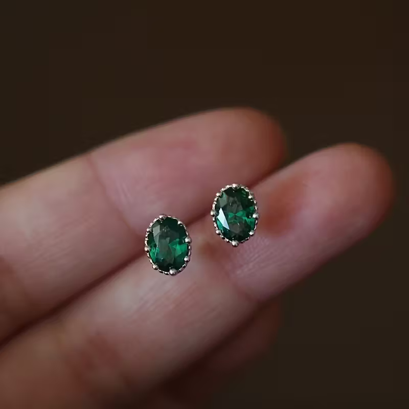 Verdant Oval Statement Earrings — image 2