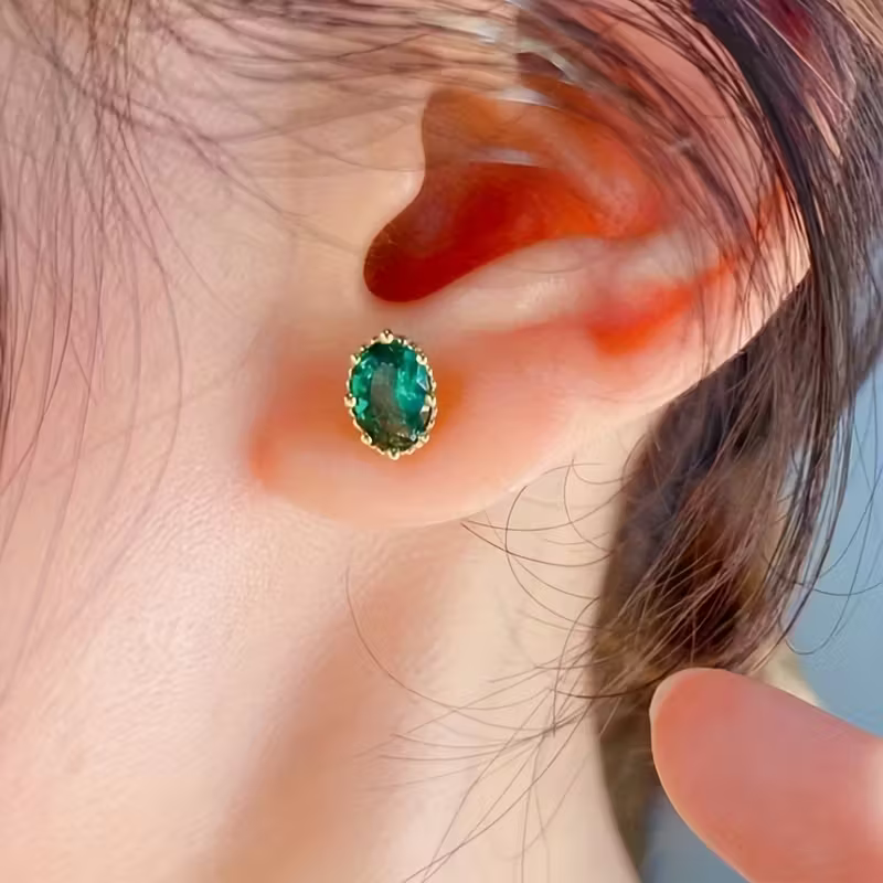 Verdant Oval Statement Earrings — image 3
