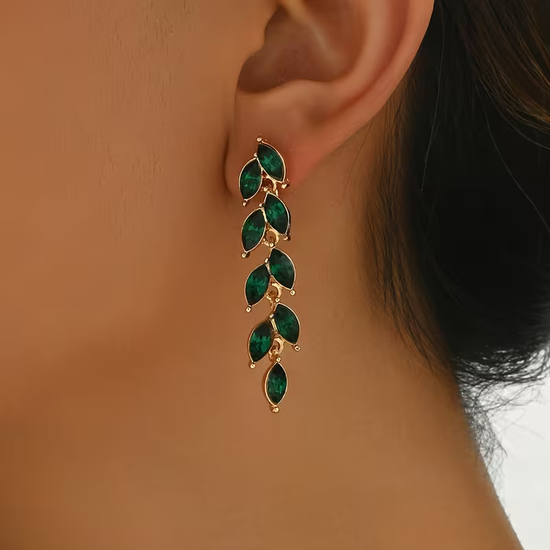Green Leaf Drop Earrings — image 3