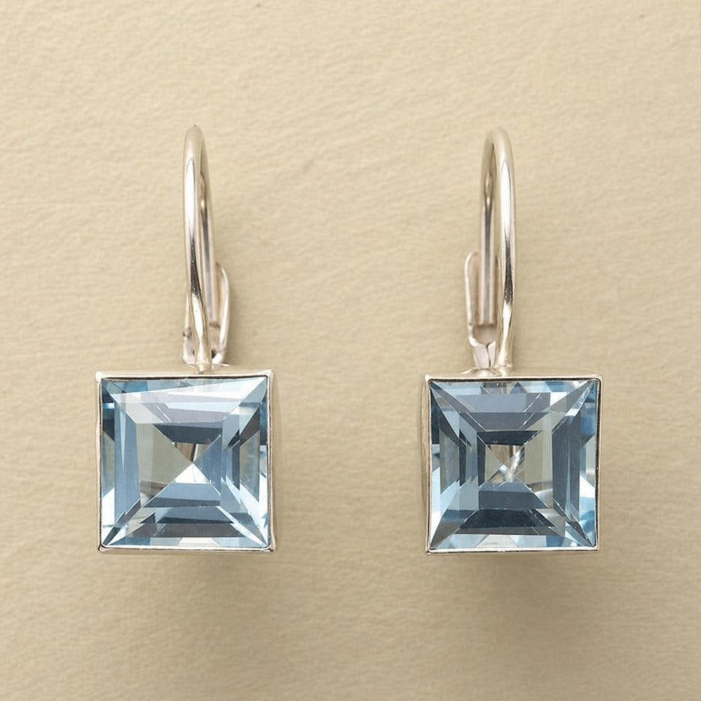 Vintage Blue Cubic Glass Earrings — image 1