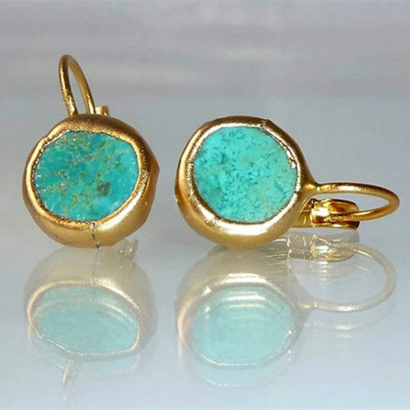Gold Earrings with Turquoise — image 1