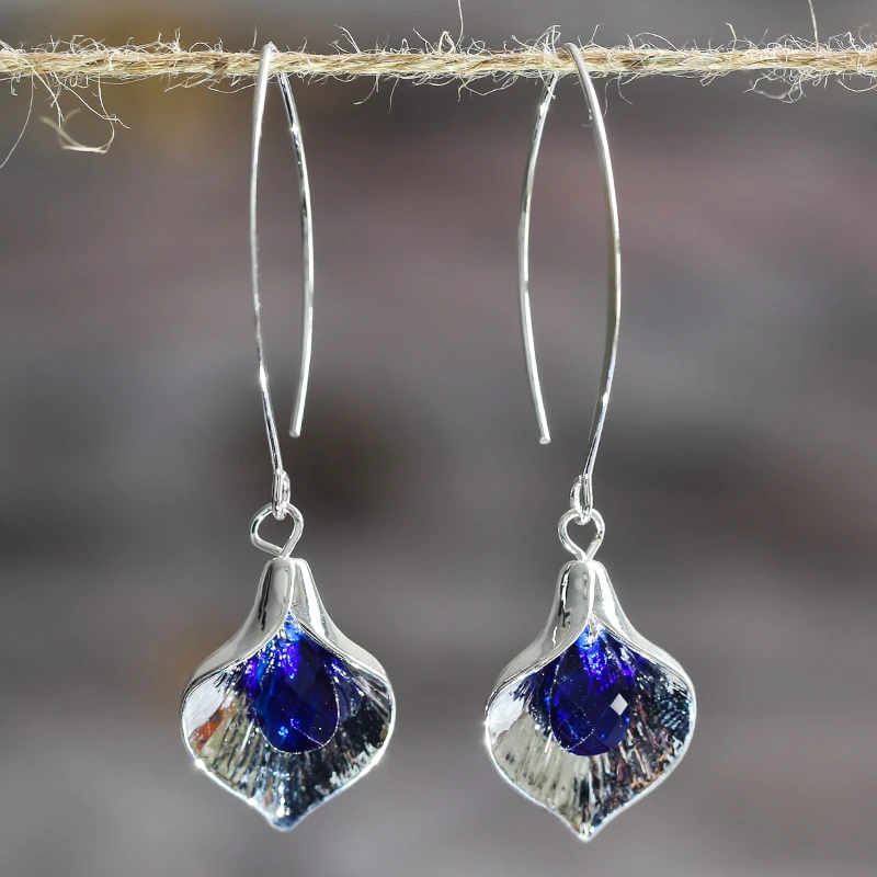 Blue Stone Silver Earrings — image 2