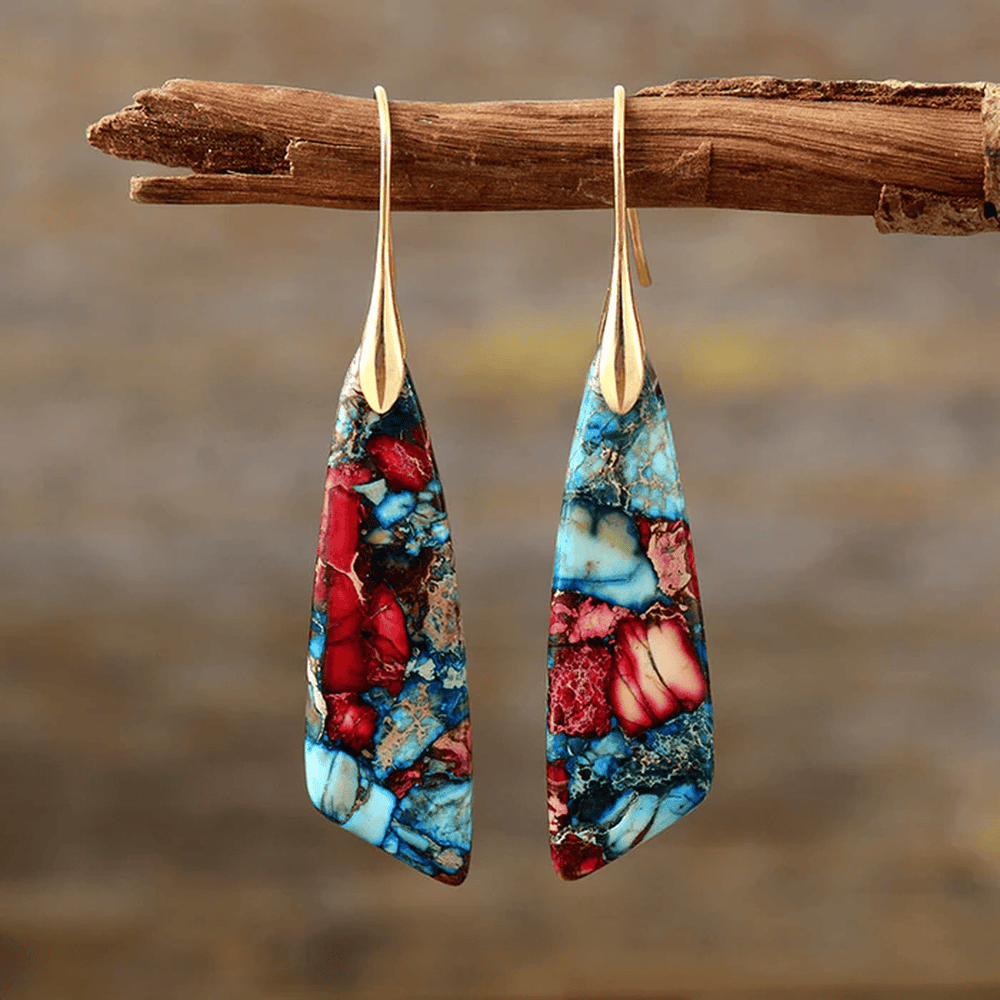 Vintage Silver and Gold Colorful Stone Earrings — image 1