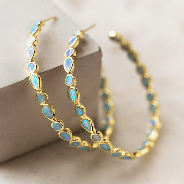 Vintage Blue Opal Ring Earrings — image 1