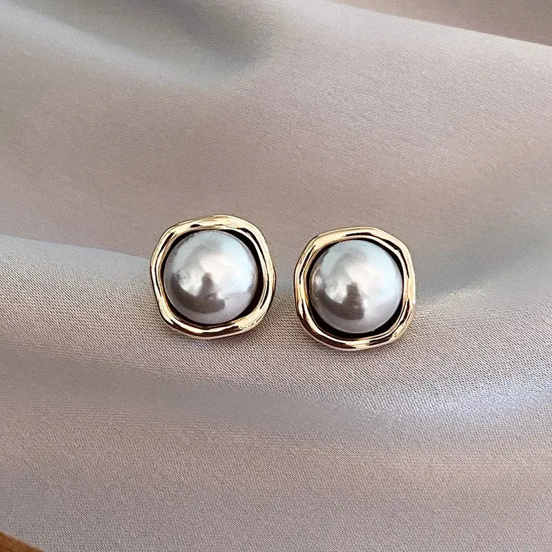 Luxe Black Pearl Stud Earrings — image 1
