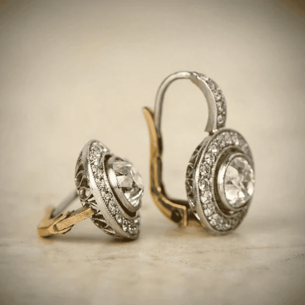 Vintage Gold and Silver Crystal Earrings — image 1