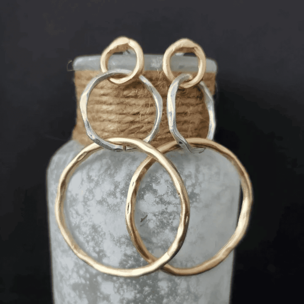Vintage Gold and Silver Hoop Earrings — image 1
