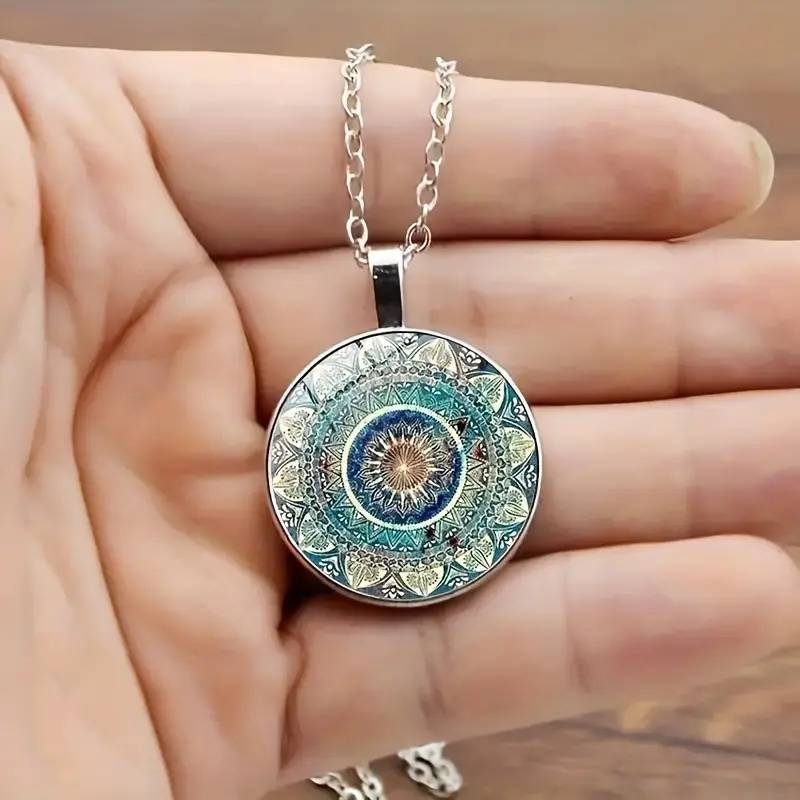 Dazzling Rounded Blue Mandala Necklace — image 1