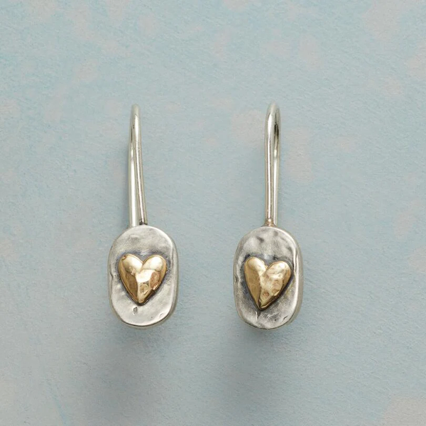 Vintage Silver Golden Heart Earrings — image 1