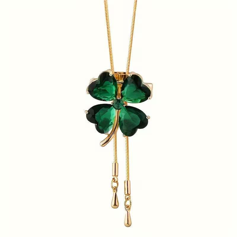 Elegant Clover Emerald Necklace — image 1