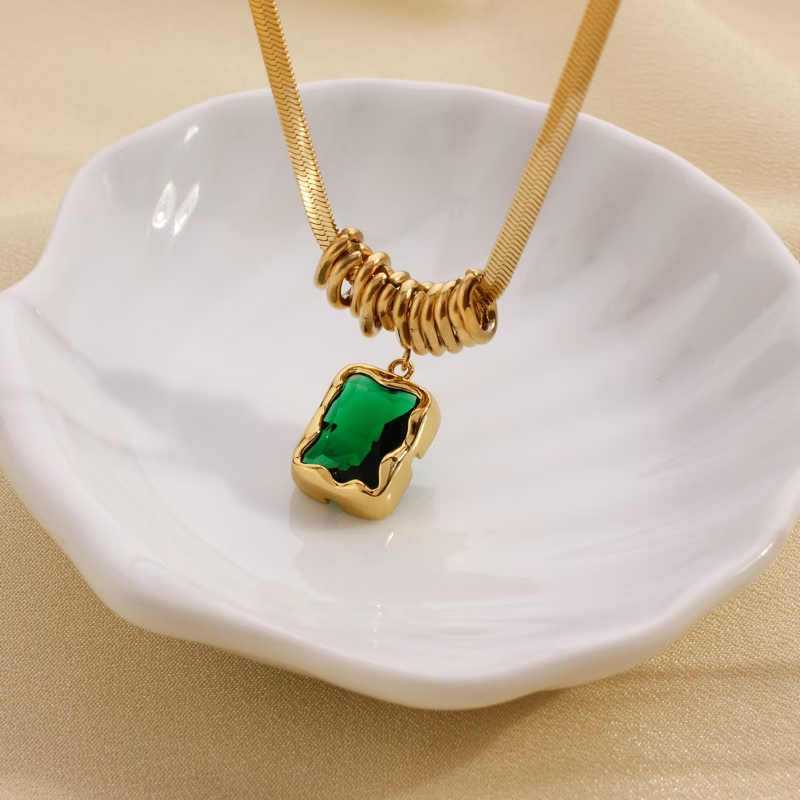 Green Cubic Crystal Necklace — image 3