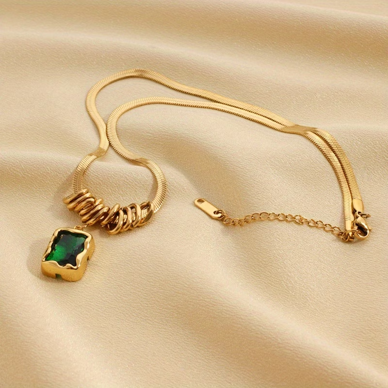 Green Cubic Crystal Necklace — image 2
