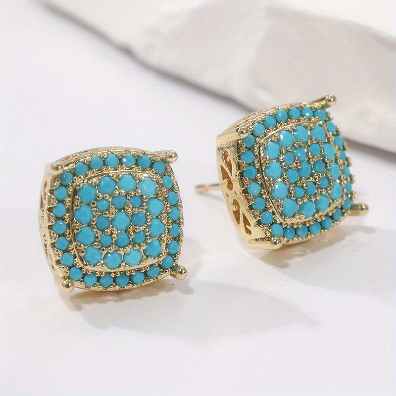 Turquoise Square Stud Earrings — image 1