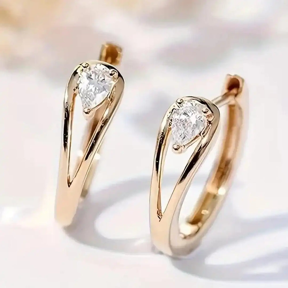 Exquisite Zirconia Golden Drop Earrings — image 1