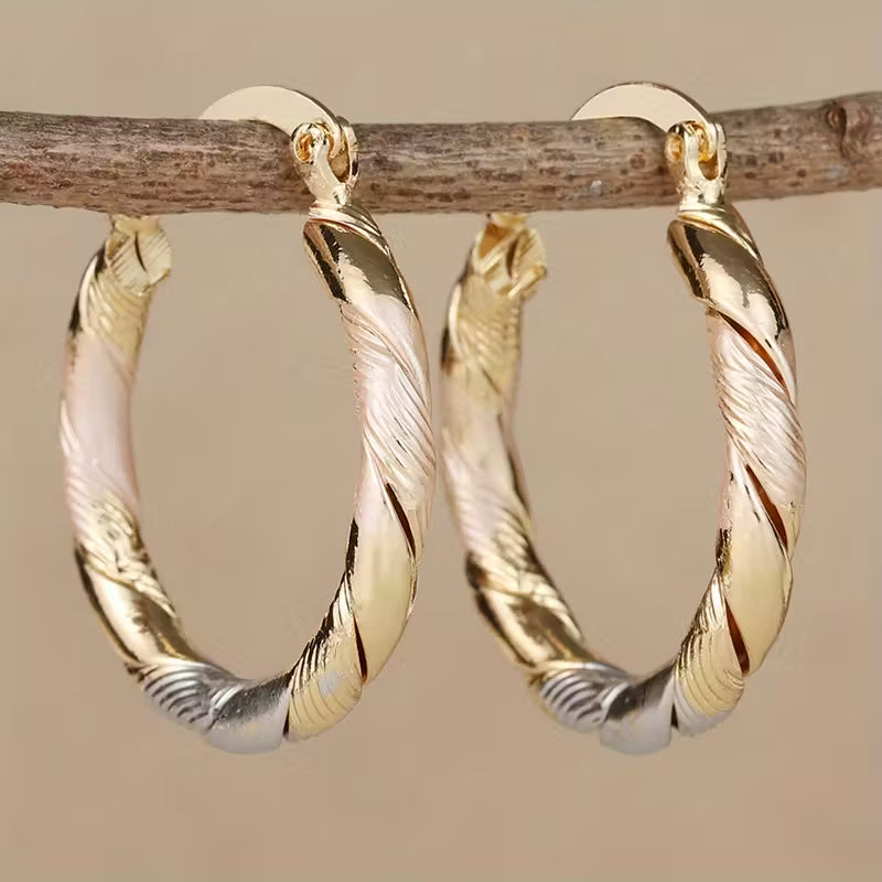 Vintage Round Hoop Gold Silver and Rose Gold Earrings — image 2
