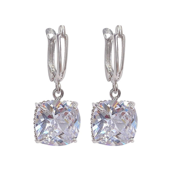 White Gold Zirconia Drop Earrings — image 1