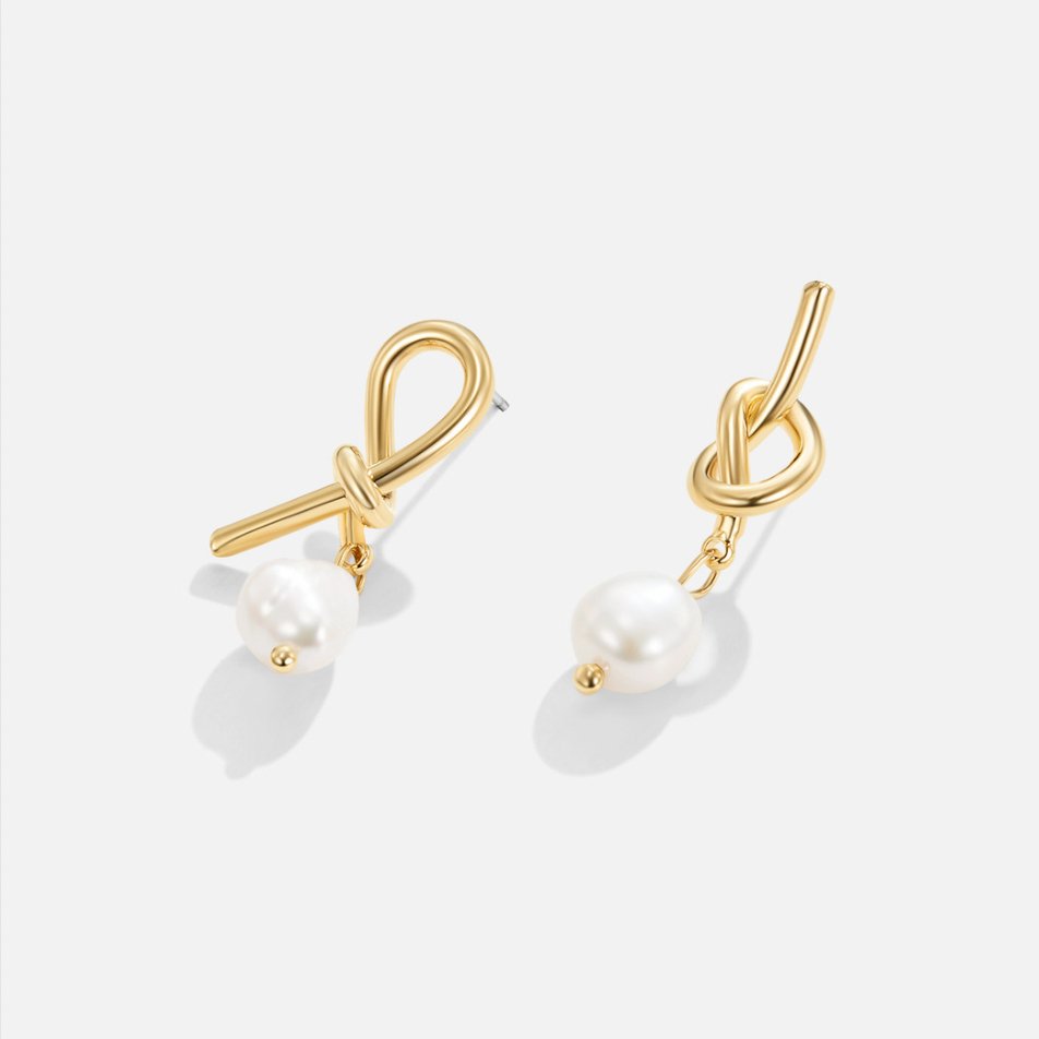 Gold Freshwater Pearl Earrings — image 3